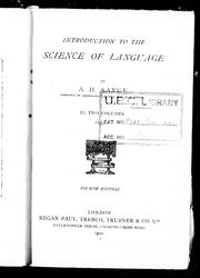 Cover of: Introduction to the science of language