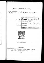 Cover of: Introduction to the science of language