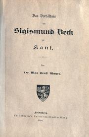 Cover of: Das Verhältnis des Sigismund Beck zu Kant