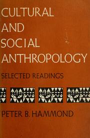 Cover of: Cultural and social anthropology | Peter B. Hammond