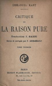Cover of: Critique de la raison pure by Immanuel Kant