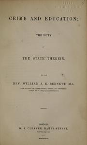 Cover of: Crime and education: the duty of the state therein