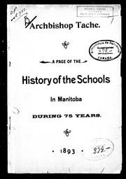 Cover of: A page of the history of the schools in Manitoba during 75 years
