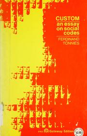 Cover of: Custom: an essay on social codes.
