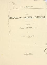 Cover of: Decapoda of the Siboga Expedition.