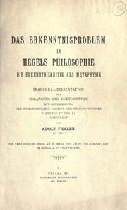 Cover of: Das Erkenntnisproblem in Hegels Philosophie: die Erkenntniskritik als Metaphysik