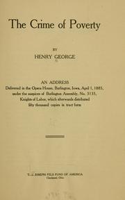 Cover of: The crime of poverty by Henry George