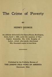 Cover of: The crime of poverty by Henry George