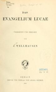 Cover of: Das Evangelium Lucae by Julius Wellhausen