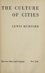 Cover of: The culture of cities
