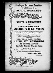 Cover of: Catalogue de livres canadiens de la bibliothèque de feu M. C.C. Morency by 