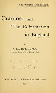 Cover of: Cranmer and the reformation in England