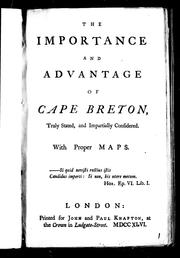 Cover of: The importance and advantage of Cape Breton by 