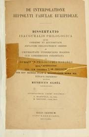 Cover of: De interpolatione Hippolyti fabulae Euripidae.