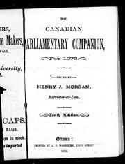 Cover of: The Canadian parliamentary companion for 1875 by edited by Henry J. Morgan
