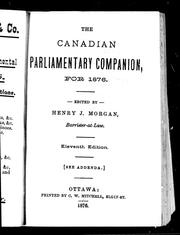 Cover of: The Canadian parliamentary companion for 1876 by edited by Henry J. Morgan