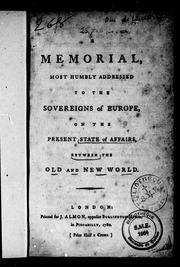 Cover of: A memorial most humbly addressed to the sovereigns of Europe by 