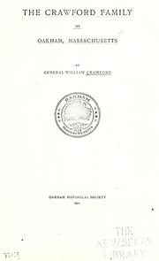 The Crawford family of Oakham, Massachusetts by William Crawford