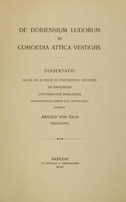 Cover of: De Doriensium Ludorum in Comoedia Attica Vestigiis