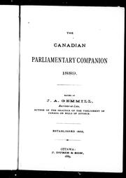 Cover of: The Canadian parliamentary companion, 1889 by edited by J.A. Gemmill
