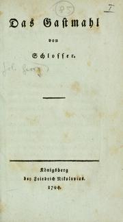Cover of: Das Gastmahl.