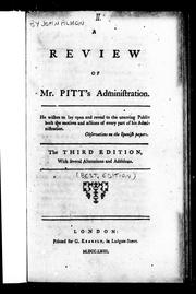 Cover of: A review of Mr. Pitt's administration by Almon, John