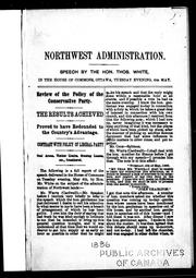 Cover of: Northwest administration by Thomas White, Thomas White