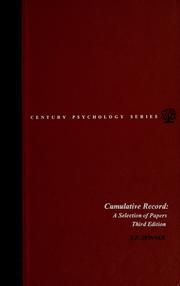 Cover of: Cumulative record: a selection of papers