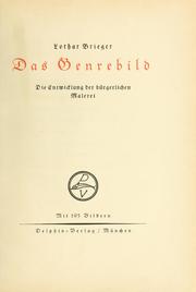 Cover of: Das Genrebild by Lothar Brieger