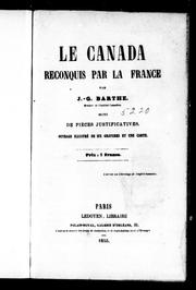 Cover of: Le Canada reconquis par la France