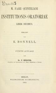 Cover of: Institutionis oratoriae liber decimus by Quintilian