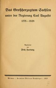 Cover of: grossherzogtum Sachsen unter der Regierung Carl Augusts 1775-1828.