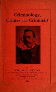 Cover of: Criminology, crimes and criminals