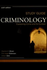 Cover of: Criminology by Stephen Eugene Brown