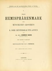 Cover of: Das Hemisphärenmark des menschlichen Grosshirns by Heinrich Sachs