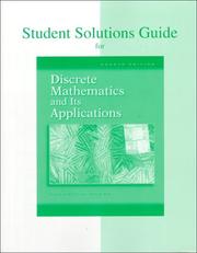 Cover of: Student Solutions Guide for Discrete Mathematics and Its Applications by Kenneth H. Rosen