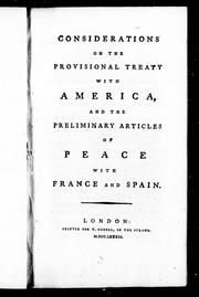 Cover of: Considerations on the provisional treaty with America by 