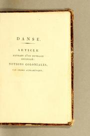 Cover of: De la danse by Médéric Louis Élie Moreau de Saint-Méry