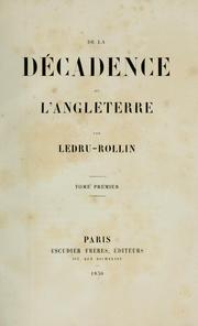 Cover of: De la décadence de l'Angleterre