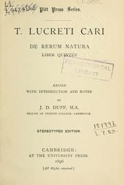 Cover of: De rerum natura liber quintus by Titus Lucretius Carus