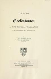 Cover of: The book of Ecclesiastes by Paul Haupt