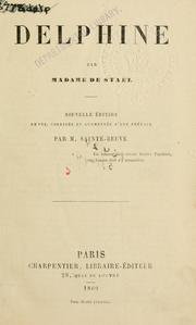 Cover of: Delphine. by Madame de Staël