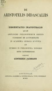 Cover of: De Aristotelis didascaliis