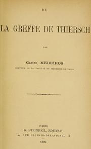 Cover of: De la greffe de Thiersch.