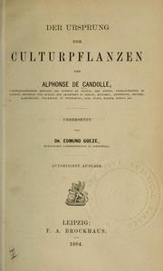 Cover of: Ursprung der Culturpflanzen