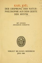 Cover of: ursprung der naturphilosophie aus dem geiste der mystik.: Mit anhang Archaische romantik.