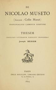 Cover of: De Nicolao Museto (Gallice: Colin Muset); franco-gallico carminum scriptore.