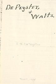 Cover of: De Peyster and Watts.