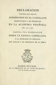 Cover of: Declamacion contra los abusos introducidos en el castellano by José Vargas Ponce