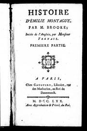 Cover of: Histoire d'Emilie Montague by Frances Brooke, Frances Brooke